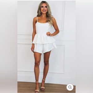 White Ruffle Romper